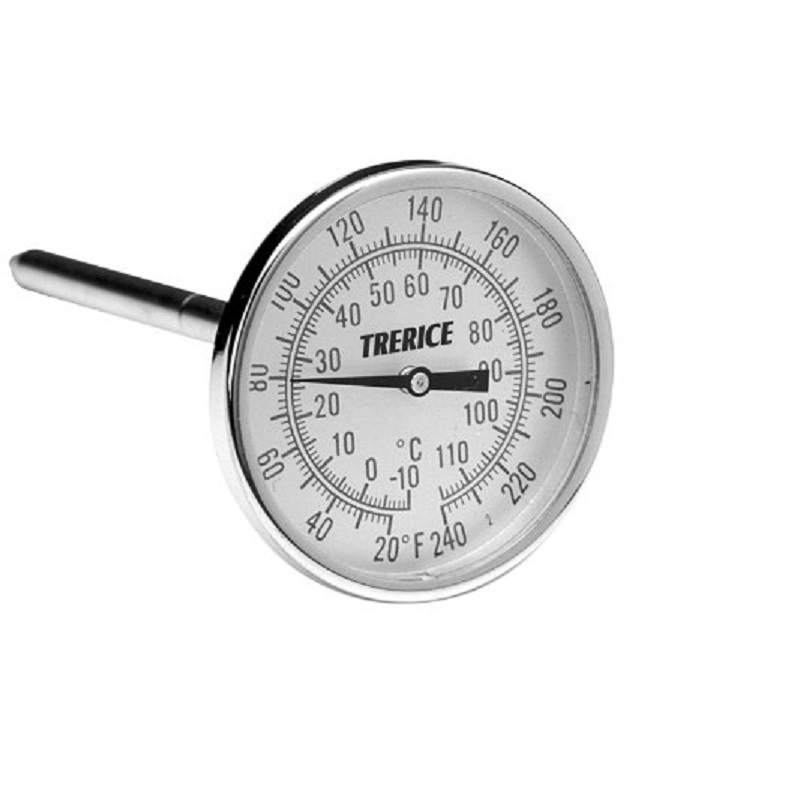 Thermometer 0° to 250°F Back Connection 2" Dial 2-1/2" Stem 